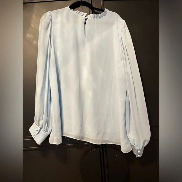 Worthington Ruffle Collar Blouse. Baby Blue. XXL. - Picture 2 of 3
